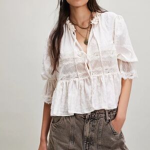 Free People Forever Young Bed Jacket Blouse